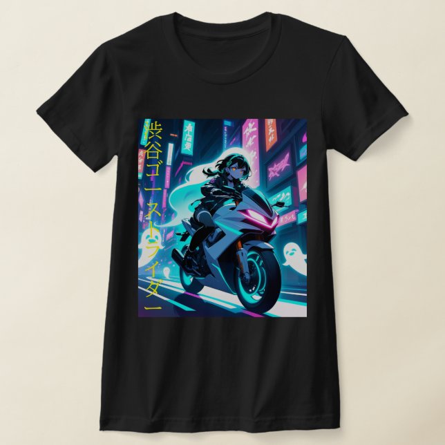 'Shibuya Ghost Rider' - Cyberpunk Neon Spirit T-Shirt (Ablage )