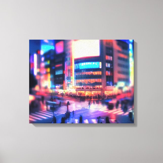 "Shibuya Nights: Beleuchtete Crossing Canvas Print Leinwanddruck (Vorderseite)