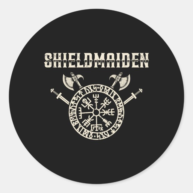 Shieldmaid Valkyrie Shieldmaiden Fan Runder Aufkleber (Vorderseite)