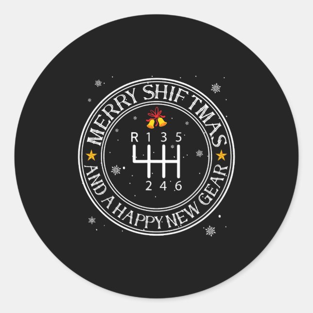Shiftmas Car Guy Funny Mechanic Christmas Auto Man Runder Aufkleber (Vorderseite)