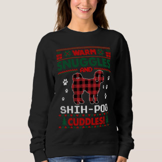 Shih Poo Dog Red Buffalo Plaid  Ugly Christmas Swe Sweatshirt