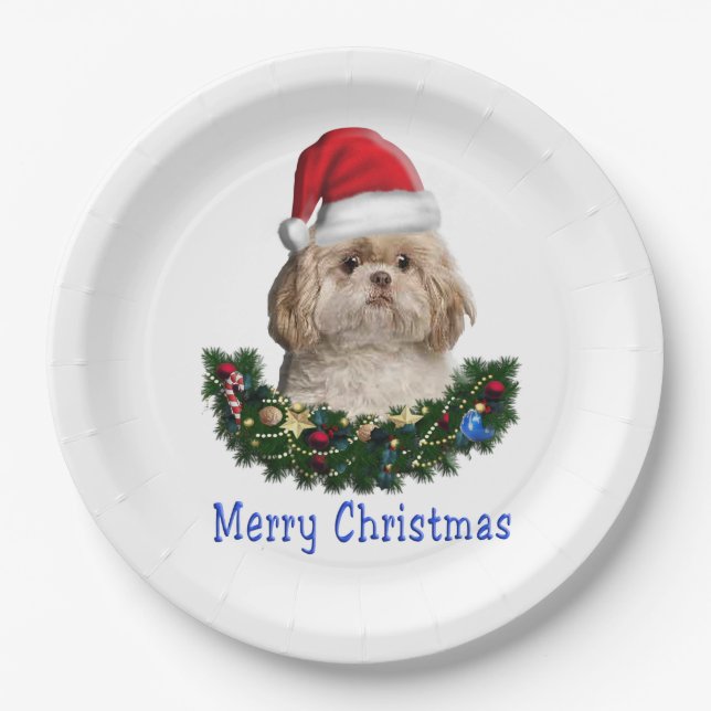 Shih-Tsu Dog Weihnachtsartikel Pappteller (Vorderseite)