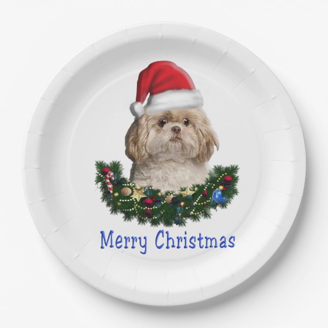 Shih-Tsu Dog Weihnachtsartikel Pappteller (Vorderseite)