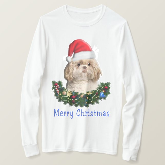 Shih-Tsu Dog Weihnachtsartikel T - Shirt (Design vorne)