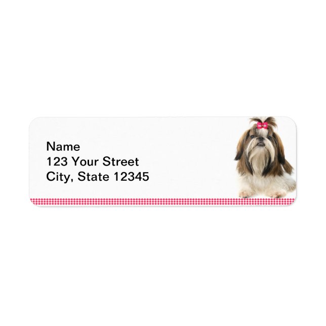 Shih Tsu mit Pink Bow an der rosa Diamantgrenze (Vorne)