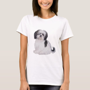 Shih tzu (A) - schwarz-weiß T-Shirt