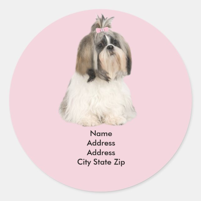 Shih Tzu Address Label Runder Aufkleber (Vorderseite)