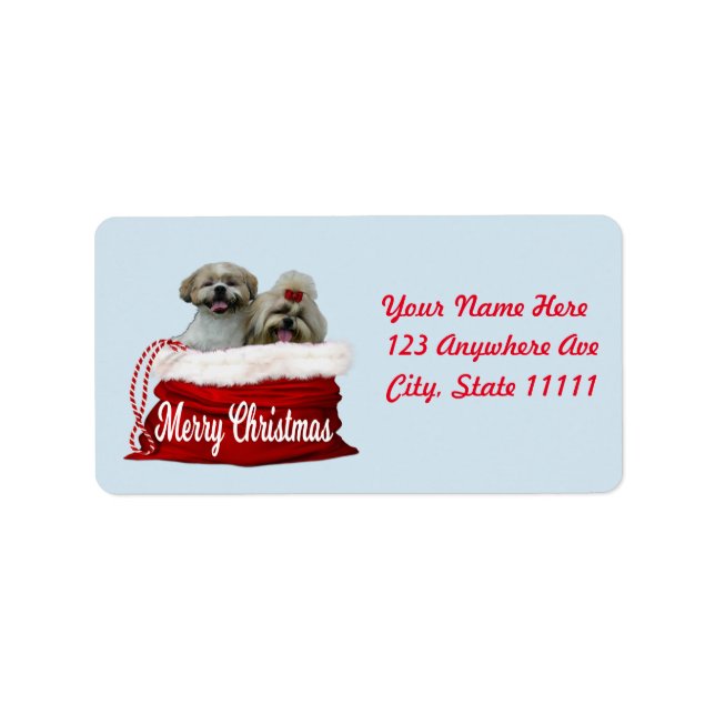 Shih tzu Address Label, Weihnachten Adressaufkleber (Vorne)