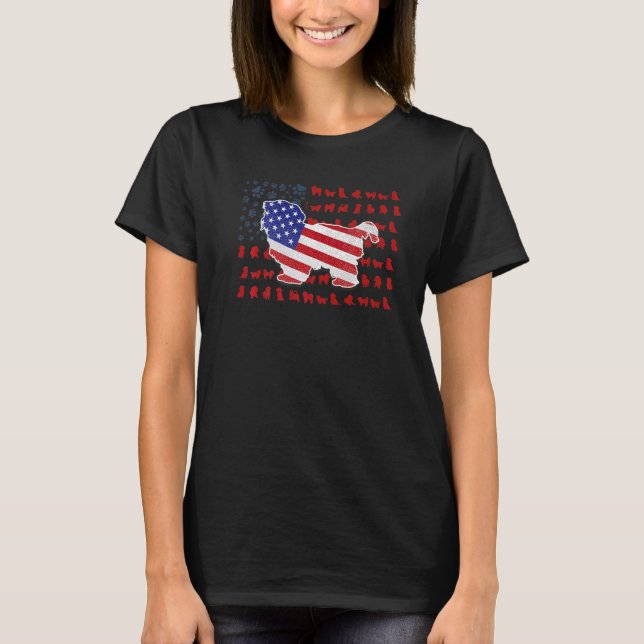 Shih Tzu American Flag 4. Juli für Männer Frauen T-Shirt (Vorderseite)