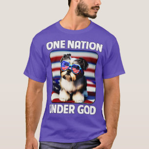 Shih Tzu American Flag Eine Nation unter Gott Patr T-Shirt