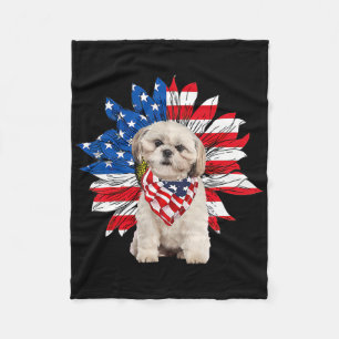 Shih Tzu American Flag Sonnenblume Hund liebt 4. Fleecedecke