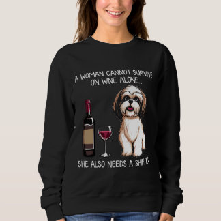 Shih Tzu and Wine Dog Angepasst t Sweatshirt