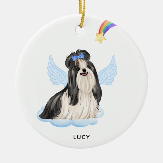 Shih Tzu Angel Personalisiert Pet Dog Memorial Keramik Ornament (Vorne)
