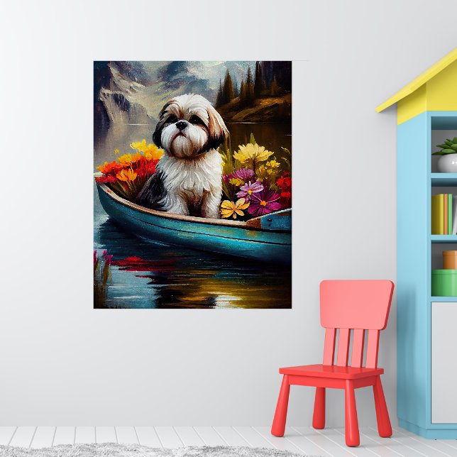 Shih Tzu auf einem Paddel: Ein Landschaftliches Ab Poster (Kinderzimmer 1)