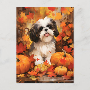Shih Tzu Autumn Erntedank Postkarte