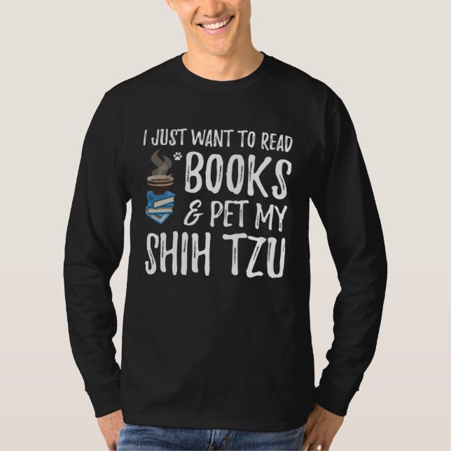 Shih Tzu Avid Book Reader  Dog Mom T-Shirt (Vorderseite)