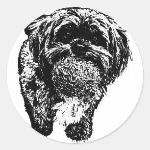 Shih Tzu Ball Zeit Minimalistischer Hund-Aufkleb Runder Aufkleber