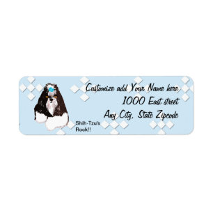 Shih-Tzu - Blau mit weißem Diamant-Entwurf