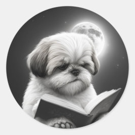 Shih Tzu Book Lesung Runder Aufkleber