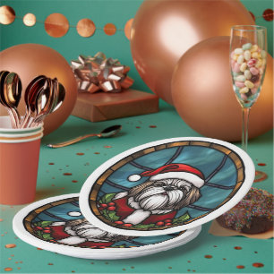 Shih Tzu Buntglas Weihnachten Pappteller