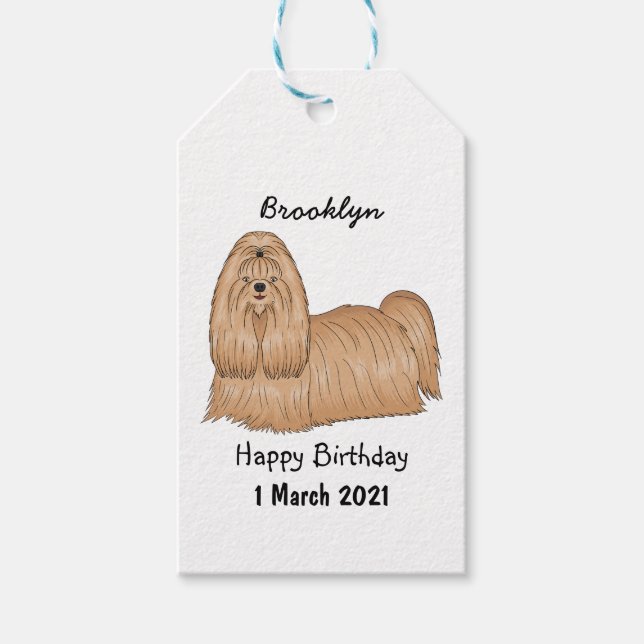 Shih tzu-Cartoon-Illustration Geschenkanhänger (Vorderseite)
