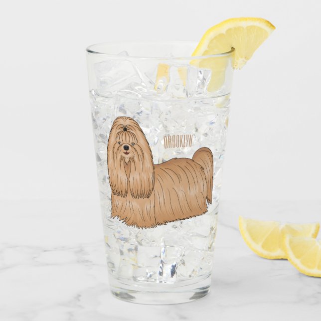 Shih tzu-Cartoon-Illustration Glas (Rückseite Ice)