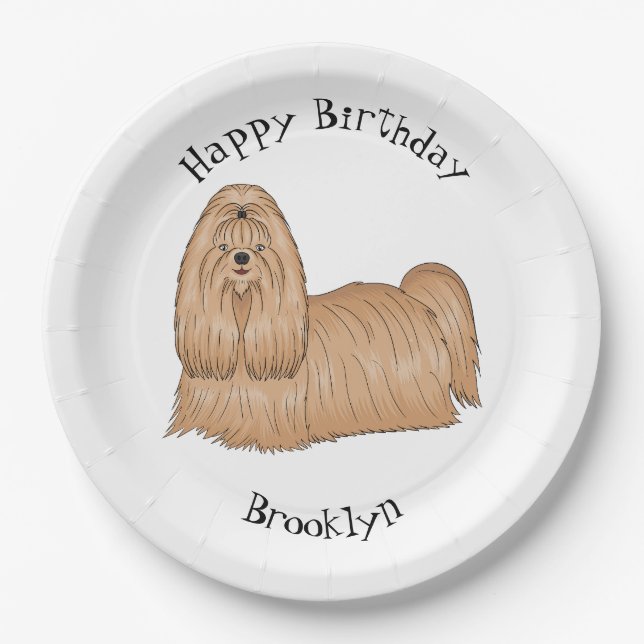 Shih tzu-Cartoon-Illustration Pappteller (Vorderseite)