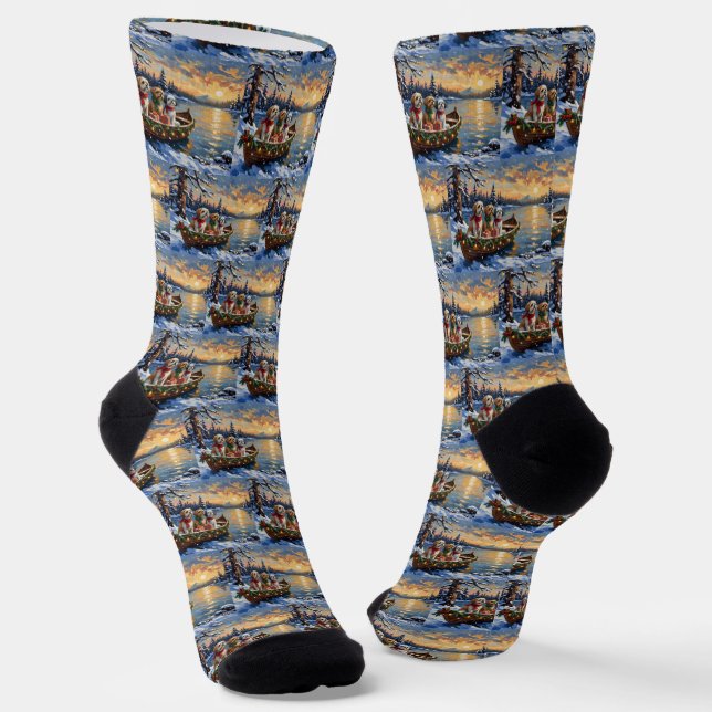 Shih Tzu Christmas Boat Holiday Socken (Gewinkelt)