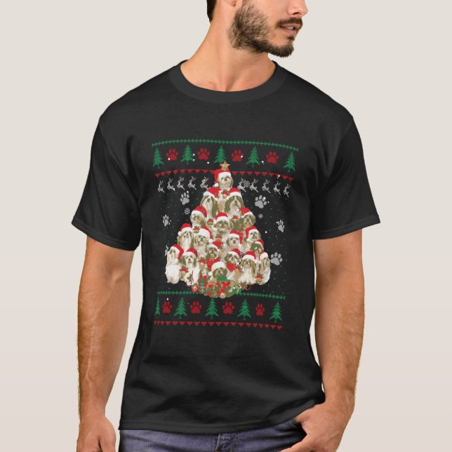 Shih Tzu Christmas Dog Lover Geschenk Ugly Sweater T-Shirt (Vorderseite)