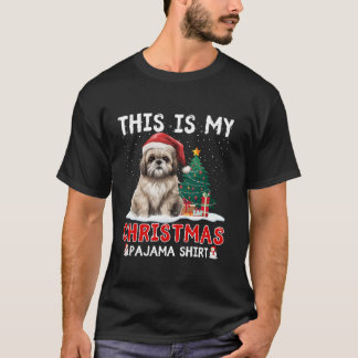 Shih Tzu Christmas Dog Weihnachtsmannmütze Tree Bo T-Shirt