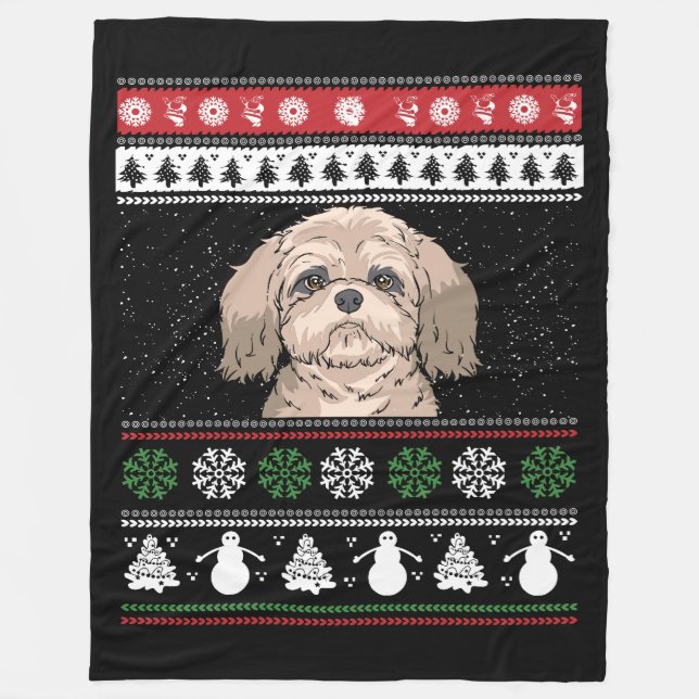 Shih Tzu Christmas Fleecedecke (Vorderseite)