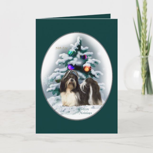 Shih Tzu Christmas Geschenke Feiertagskarte (Vorderseite)