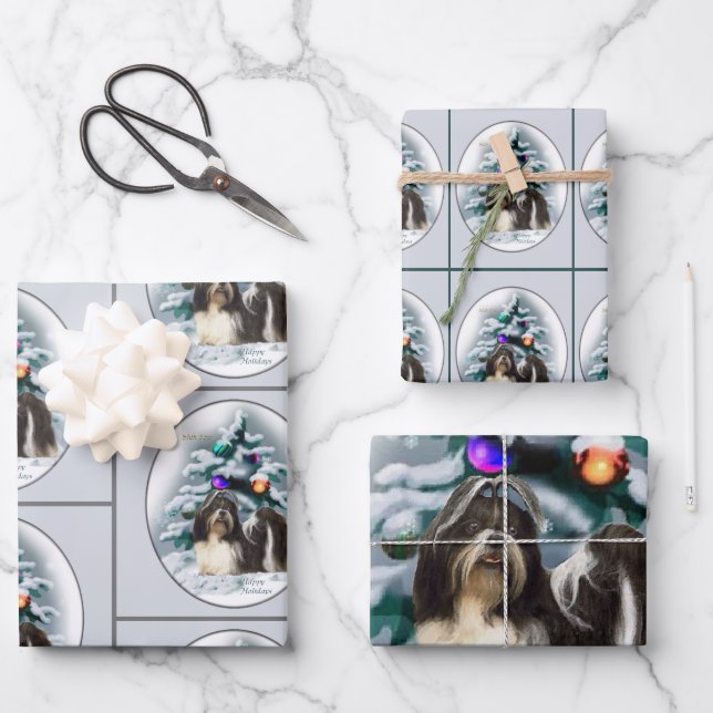 Shih Tzu Christmas Geschenke Geschenkpapier Set (Vorderseite)