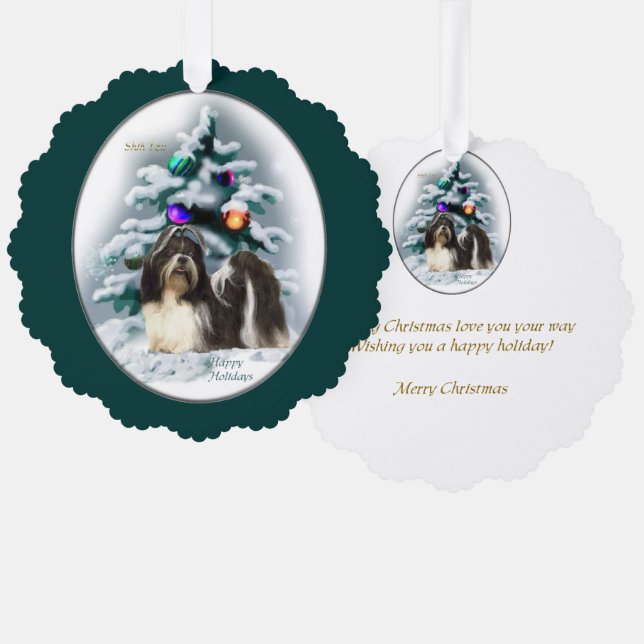 Shih Tzu Christmas Geschenke Ornament Karte (Vorderseite/Rückseite)