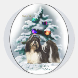 Shih Tzu Christmas Geschenke Runder Aufkleber