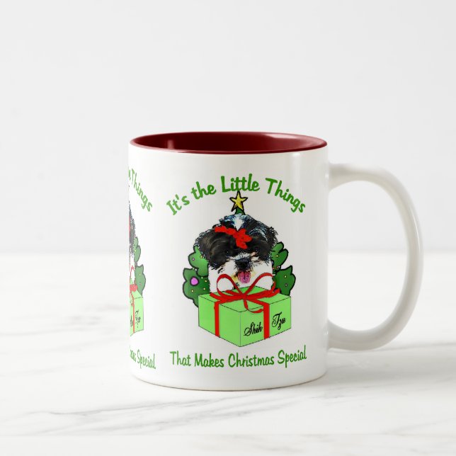 Shih Tzu Christmas Geschenke Zweifarbige Tasse (Rechts)