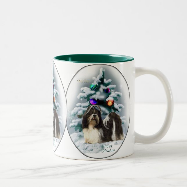 Shih Tzu Christmas Geschenke Zweifarbige Tasse (Rechts)