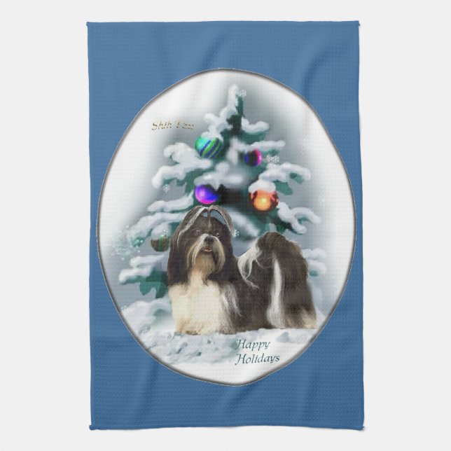 Shih Tzu Christmas Geschirrtuch (Vertikal)