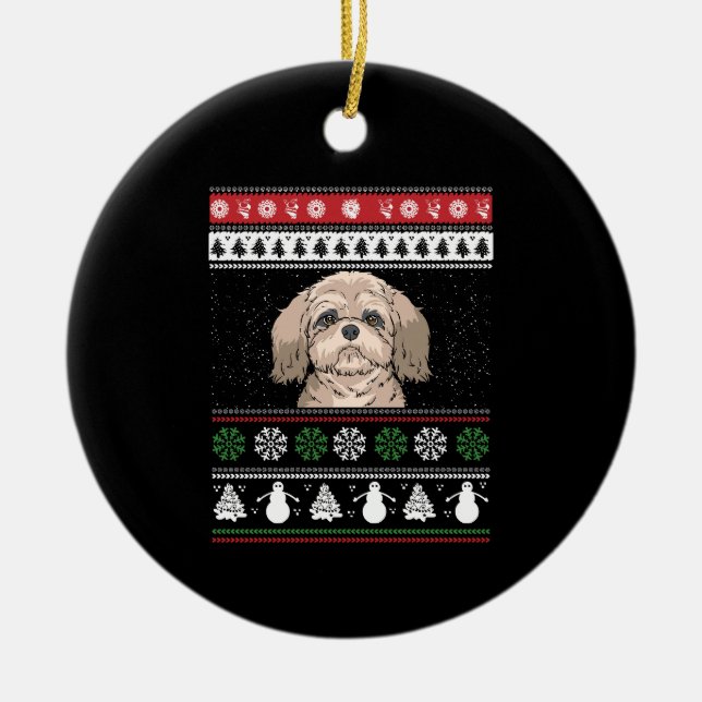 Shih Tzu Christmas Keramik Ornament (Vorne)
