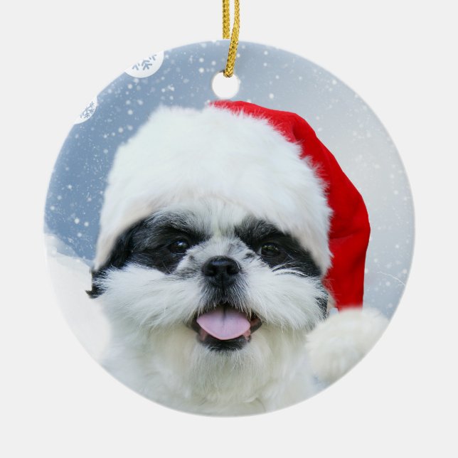 Shih Tzu Christmas Keramikornament (Vorne)