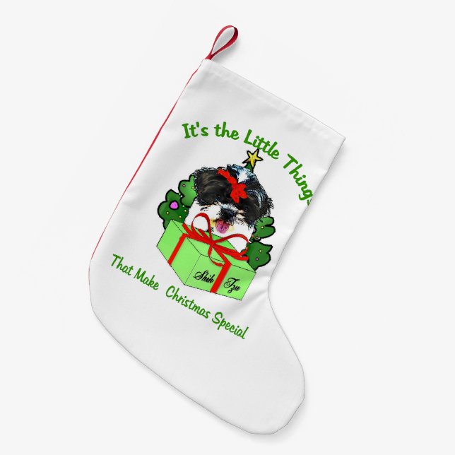 Shih Tzu Christmas Kleiner Weihnachtsstrumpf (Vorderansicht (hängend))