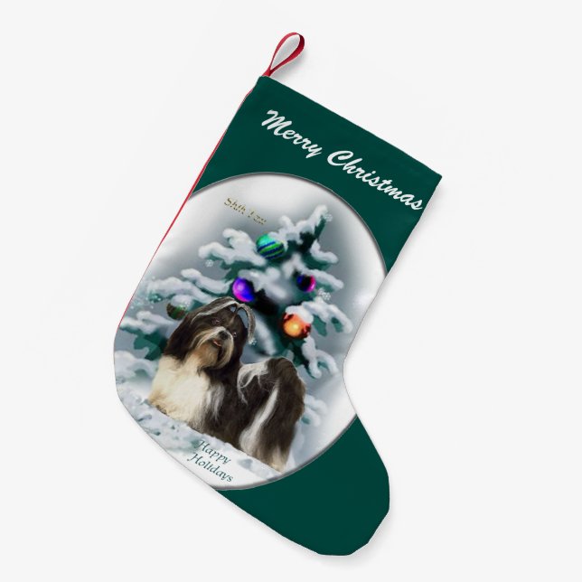 Shih Tzu Christmas Kleiner Weihnachtsstrumpf (Vorderansicht (hängend))
