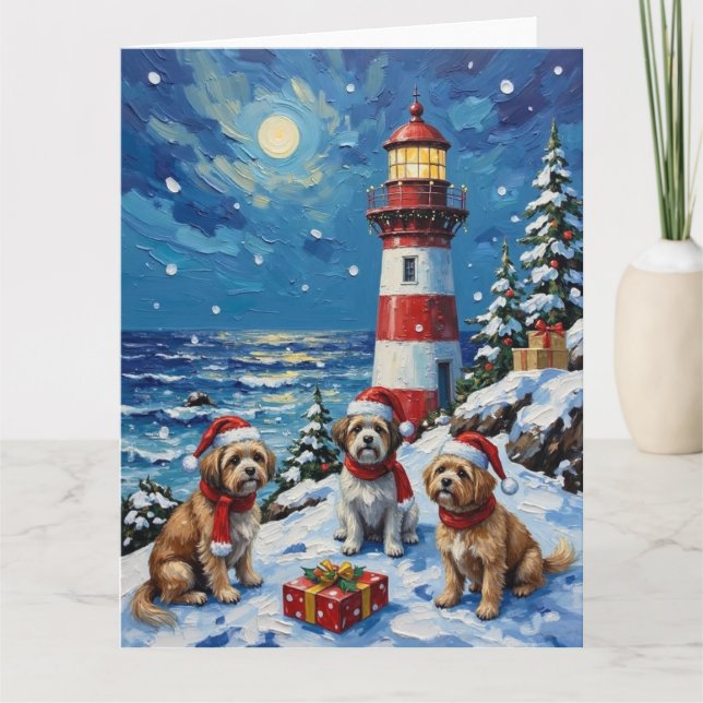 Shih Tzu Christmas Lighthouse Holiday Karte (Vorderseite)