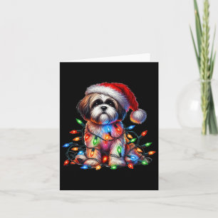 Shih Tzu Christmas Lights Weihnachtsmannmütze Dog Karte
