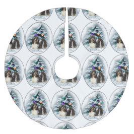 Shih Tzu Christmas Polyester Weihnachtsbaumdecke