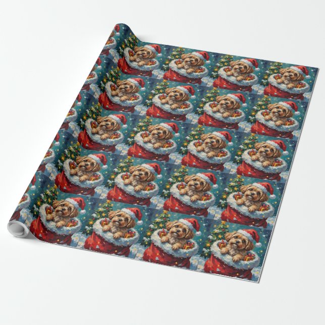 Shih Tzu Christmas Santa Bag Adventure Geschenkpapier (Ungerollt)