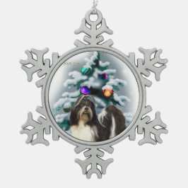 Shih Tzu Christmas Schneeflocken Zinn-Ornament