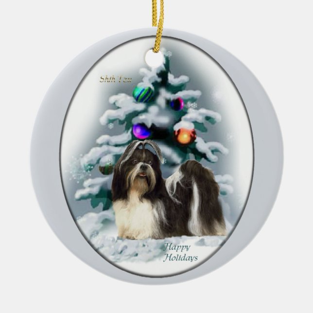 Shih Tzu Christmas Tree Ornaments Keramikornament (Vorne)