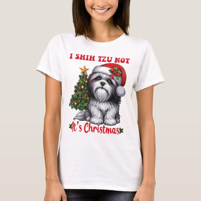 Shih Tzu Christmas Tree Shih Tzu Lover Weihnachtsm T-Shirt (Vorderseite)