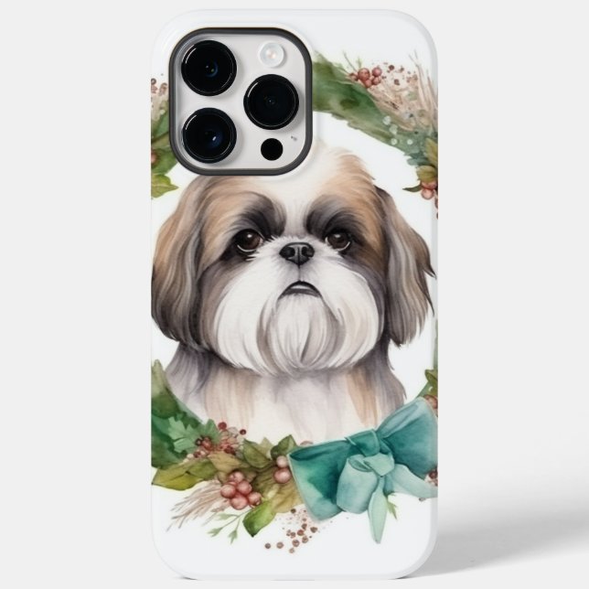 Shih Tzu Christmas Wreath Festivals Case-Mate iPhone Hülle (Rückseite)